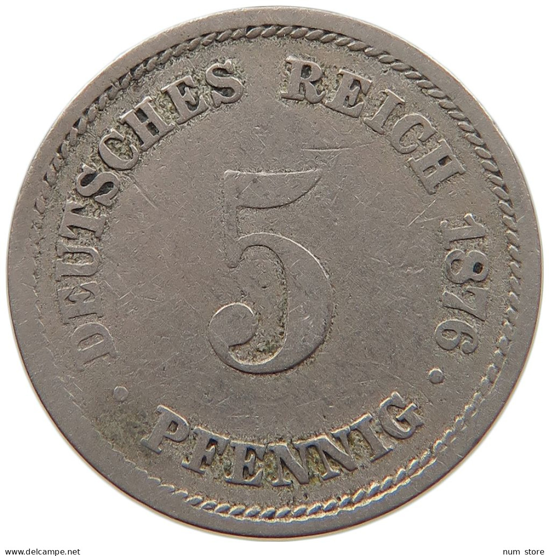 GERMANY EMPIRE 5 PFENNIG 1876 J #s084 0615 - 5 Pfennig