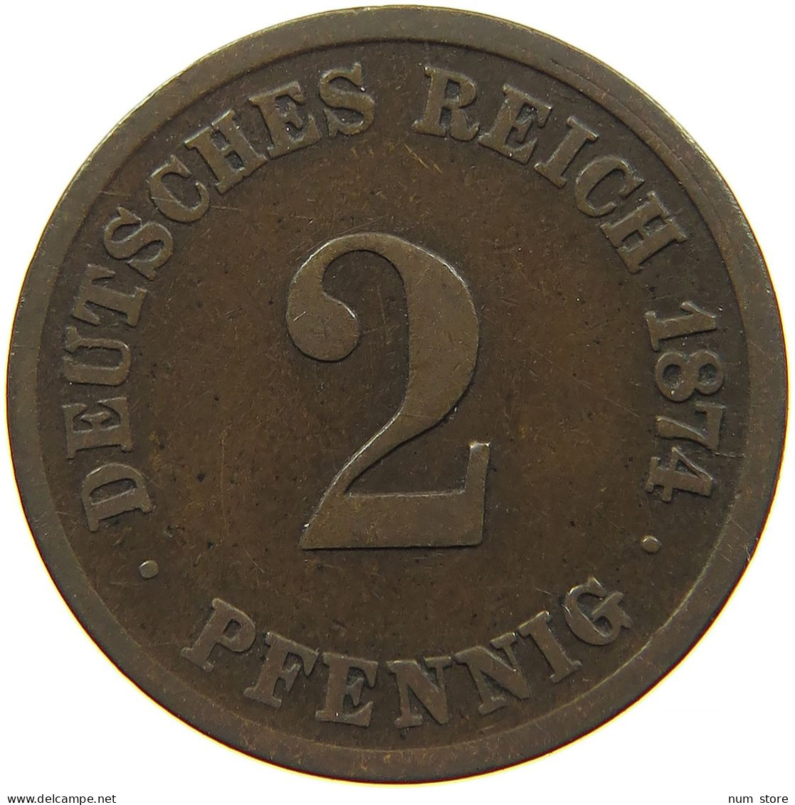 GERMANY EMPIRE 2 PFENNIG 1874 C #s084 0515 - 2 Pfennig