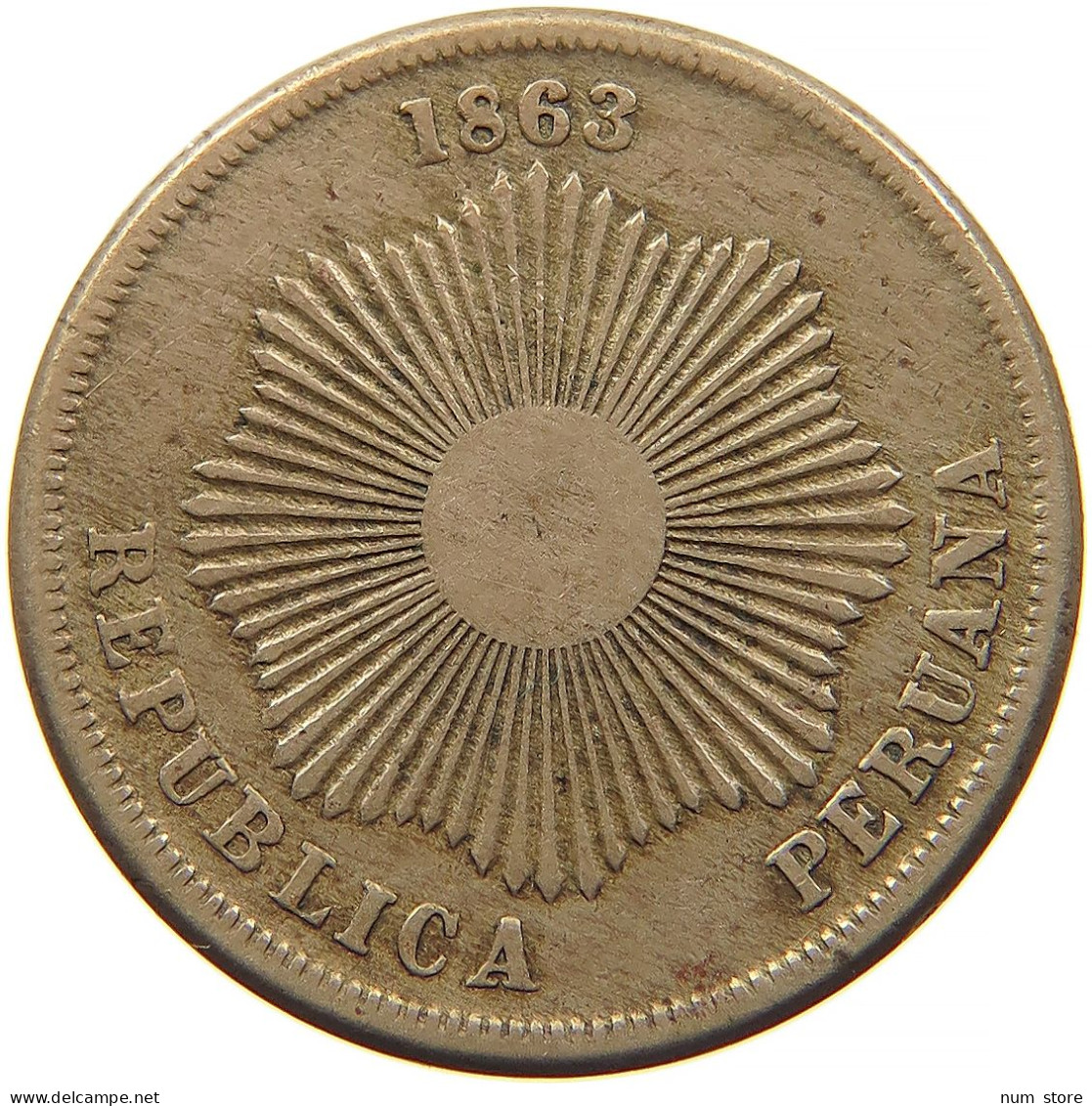 PERU 2 CENTAVOS 1863 #s084 0327 - Peru