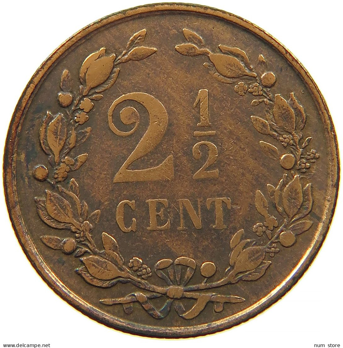 NETHERLANDS 2 1/2 CENTS 1894 #s086 0187 - 2.5 Centavos