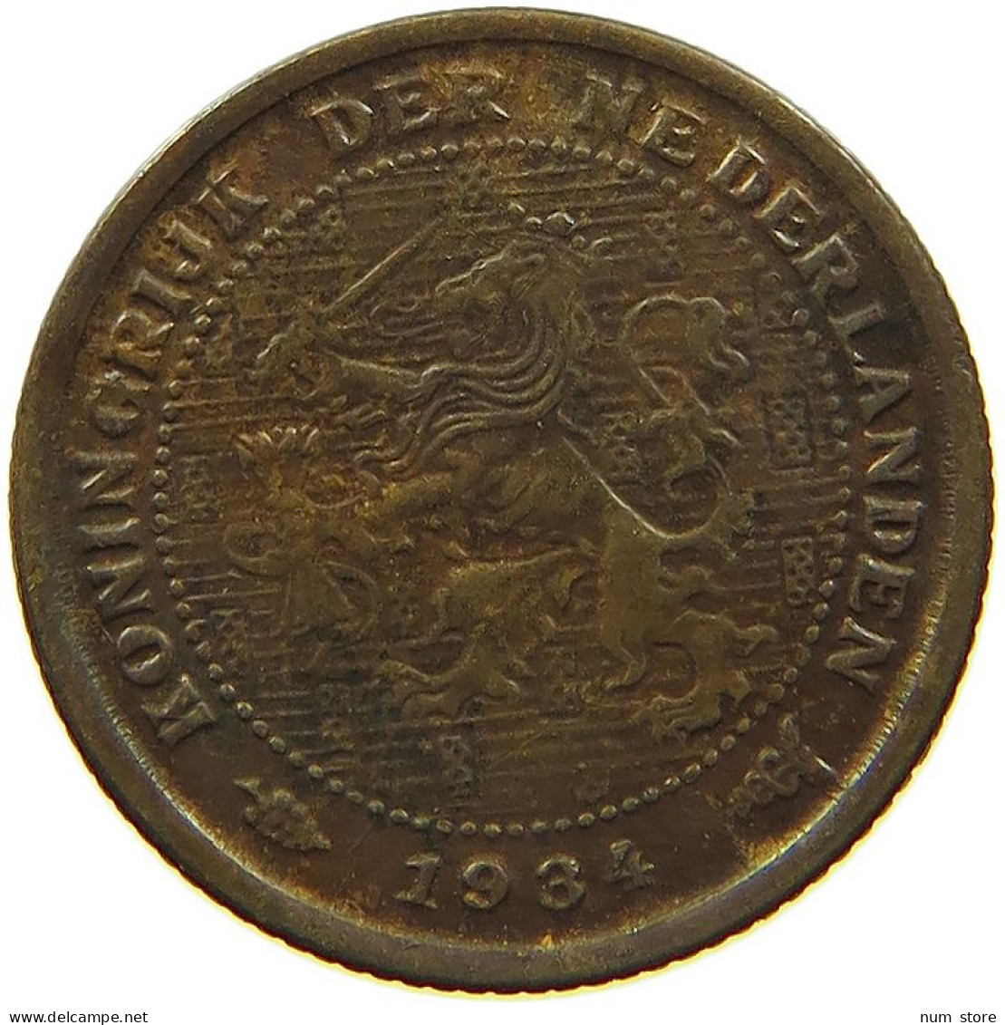 NETHERALNDS 1/2 CENT 1934 #s084 0099 - 0.5 Centavos