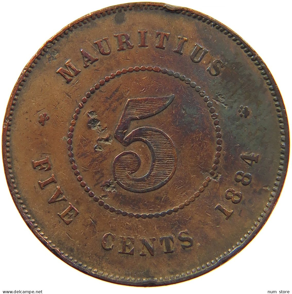 MAURITIUS 5 CENTS 1884 #s085 0177 - Maurice