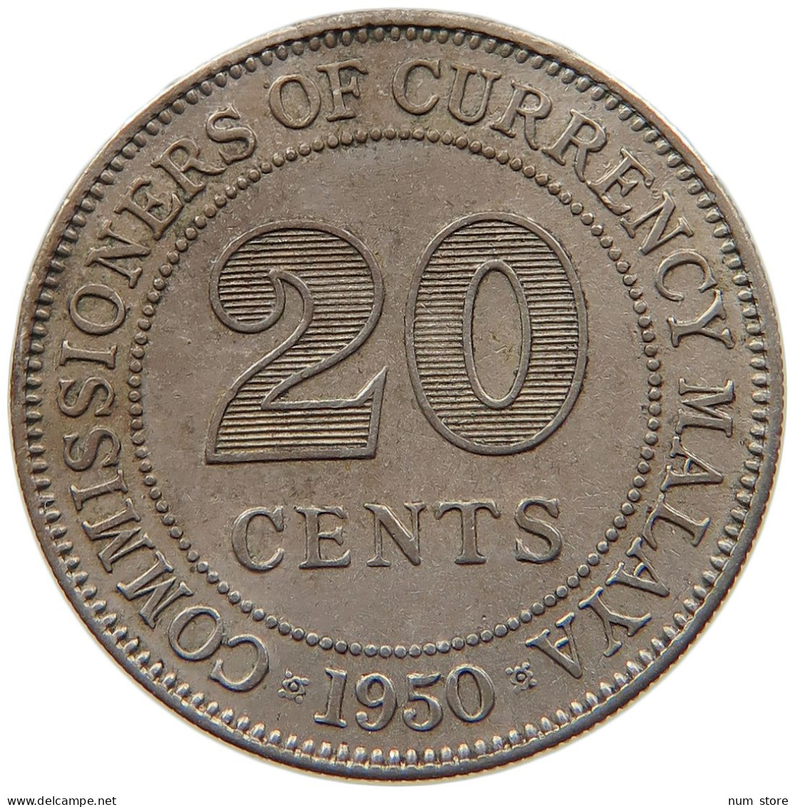 MALAYA 20 CENTS 1950 #s087 0623 - Malaysie