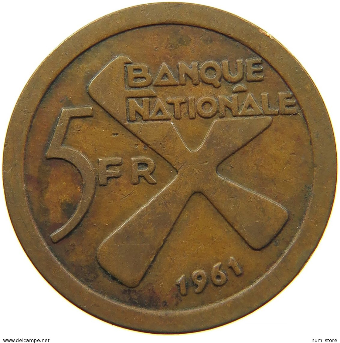 KATANGA 5 FRANCS 1961 #s085 0371 - Katanga