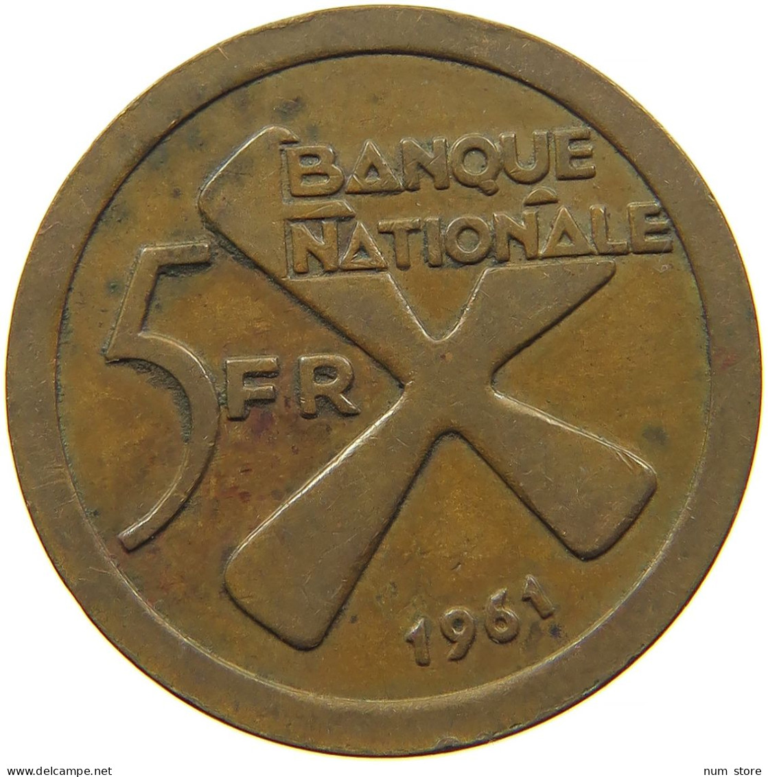 KATANGA 5 FRANCS 1961 #s085 0323 - Katanga