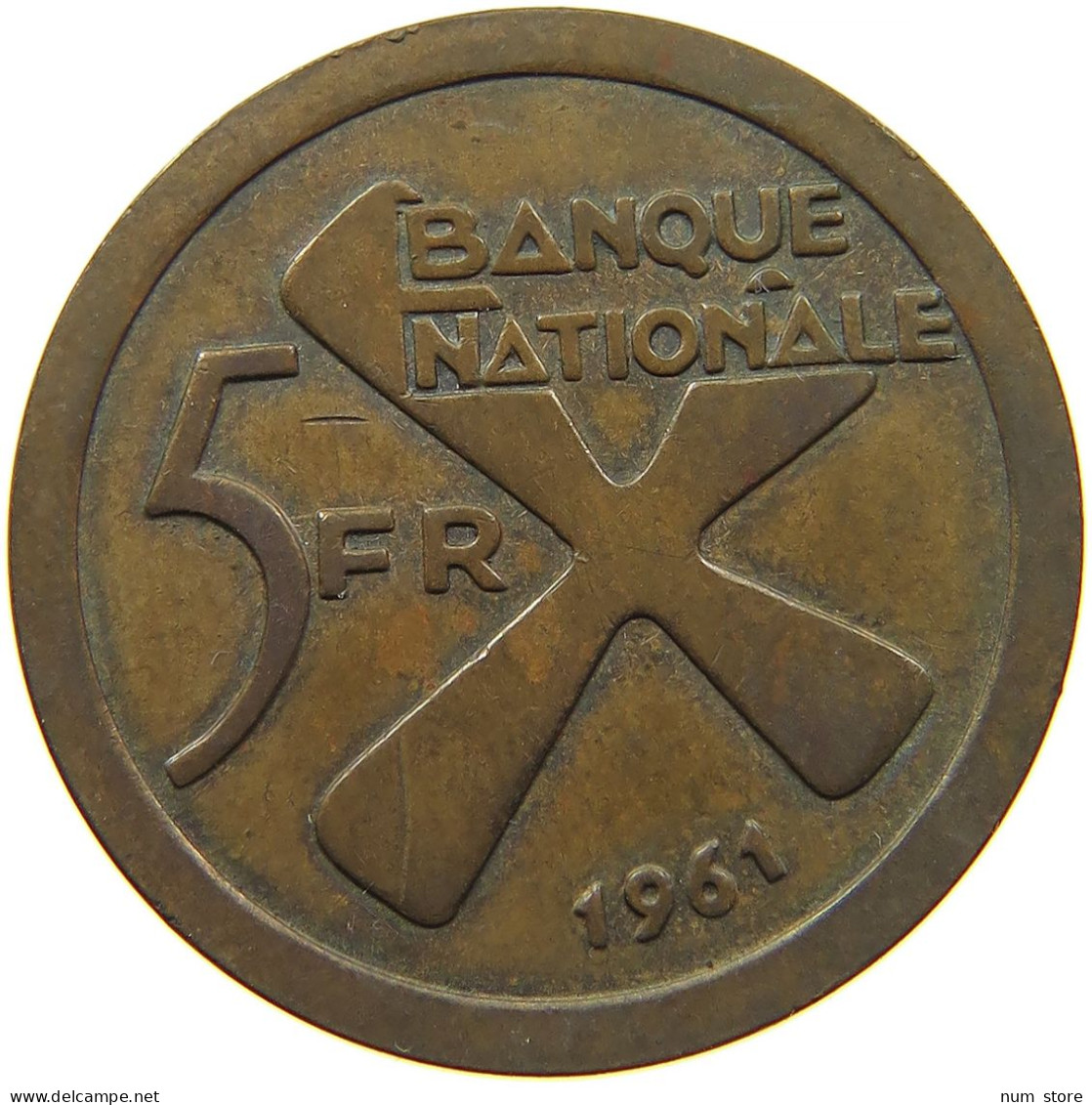 KATANGA 5 FRANCS 1961 #s085 0313 - Katanga