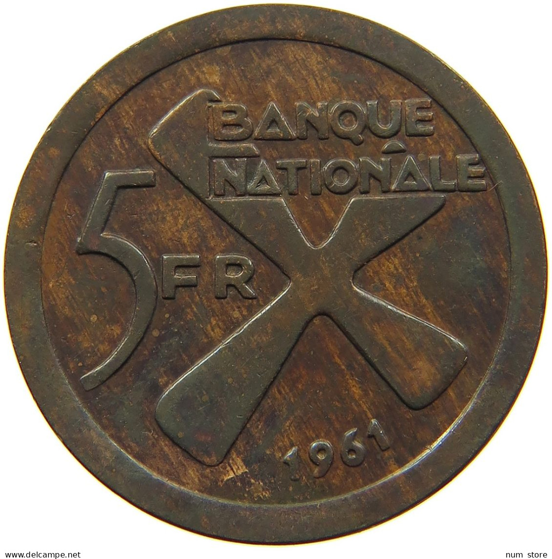 KATANGA 5 FRANCS 1961 #s085 0319 - Katanga