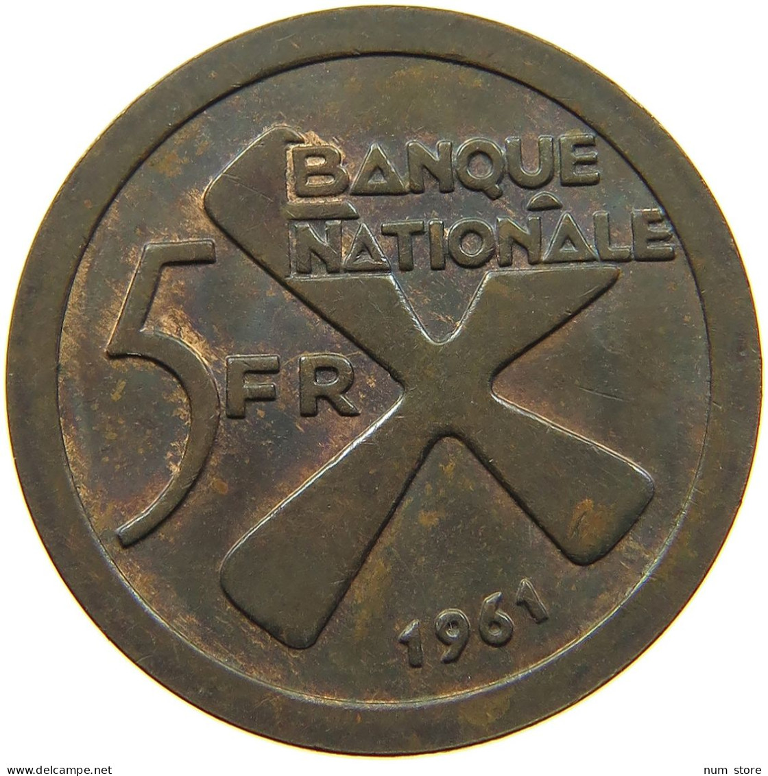 KATANGA 5 FRANCS 1961 #s085 0317 - Katanga