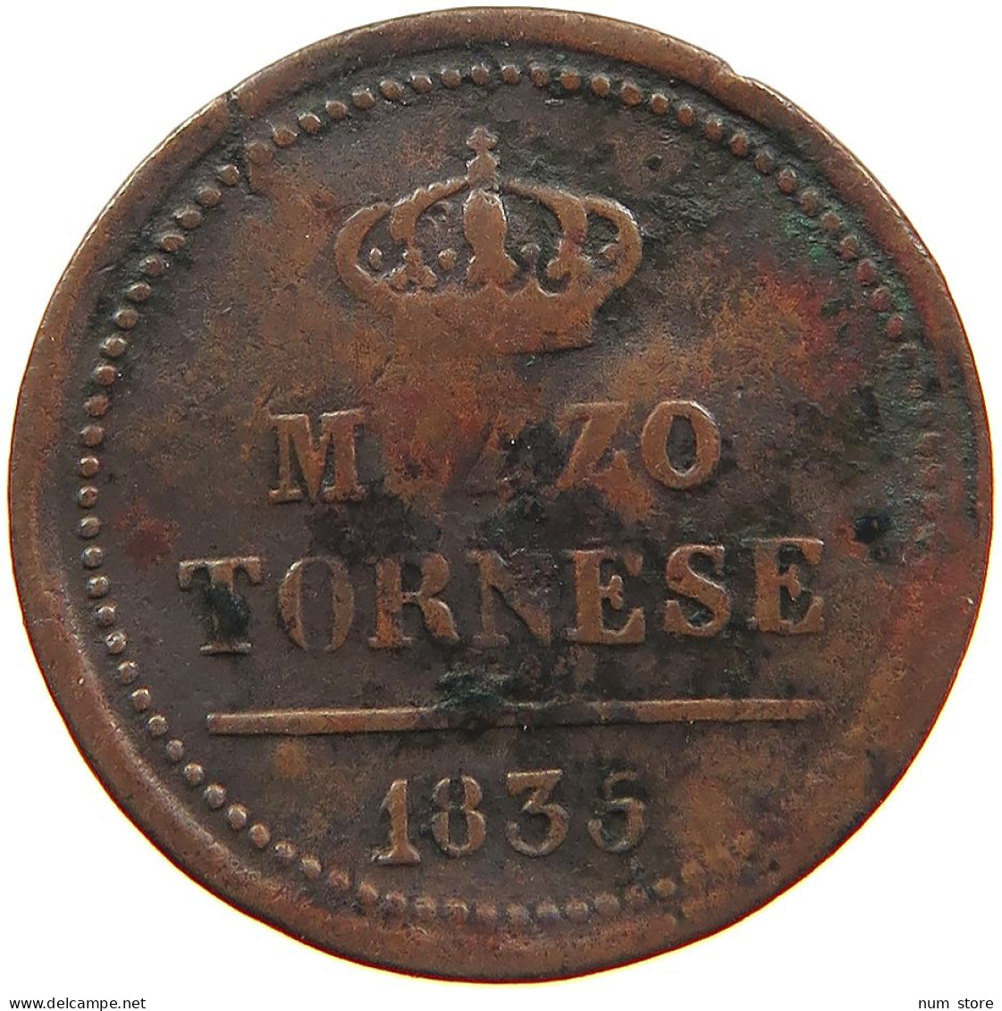 ITALY STATES NAPLES SICILY 1/2 TORNESE 1835 #s081 0561 - Nápoles & Sicile