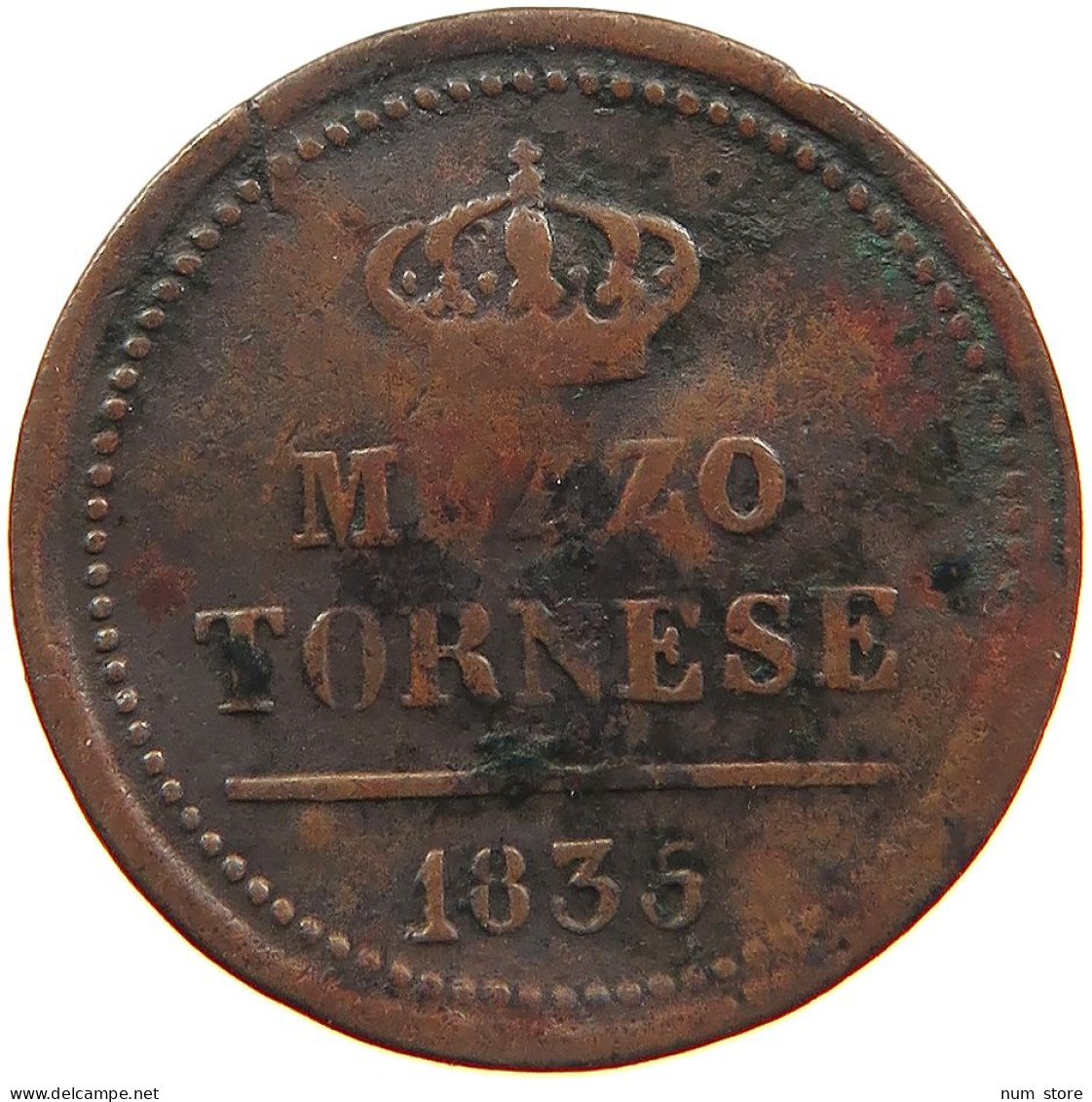 ITALY STATES NAPLES SICILY 1/2 TORNESE 1835 #s081 0561 - Neapel & Sizilien