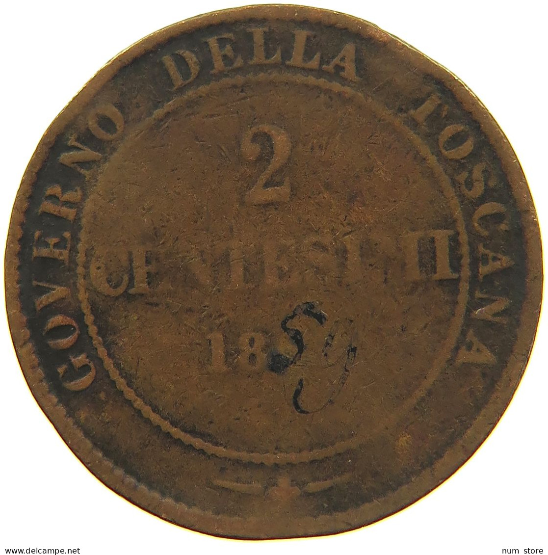 ITALY STATES 2 CENTESIMI 1859 TUSCANY #s081 0607 - Toscane