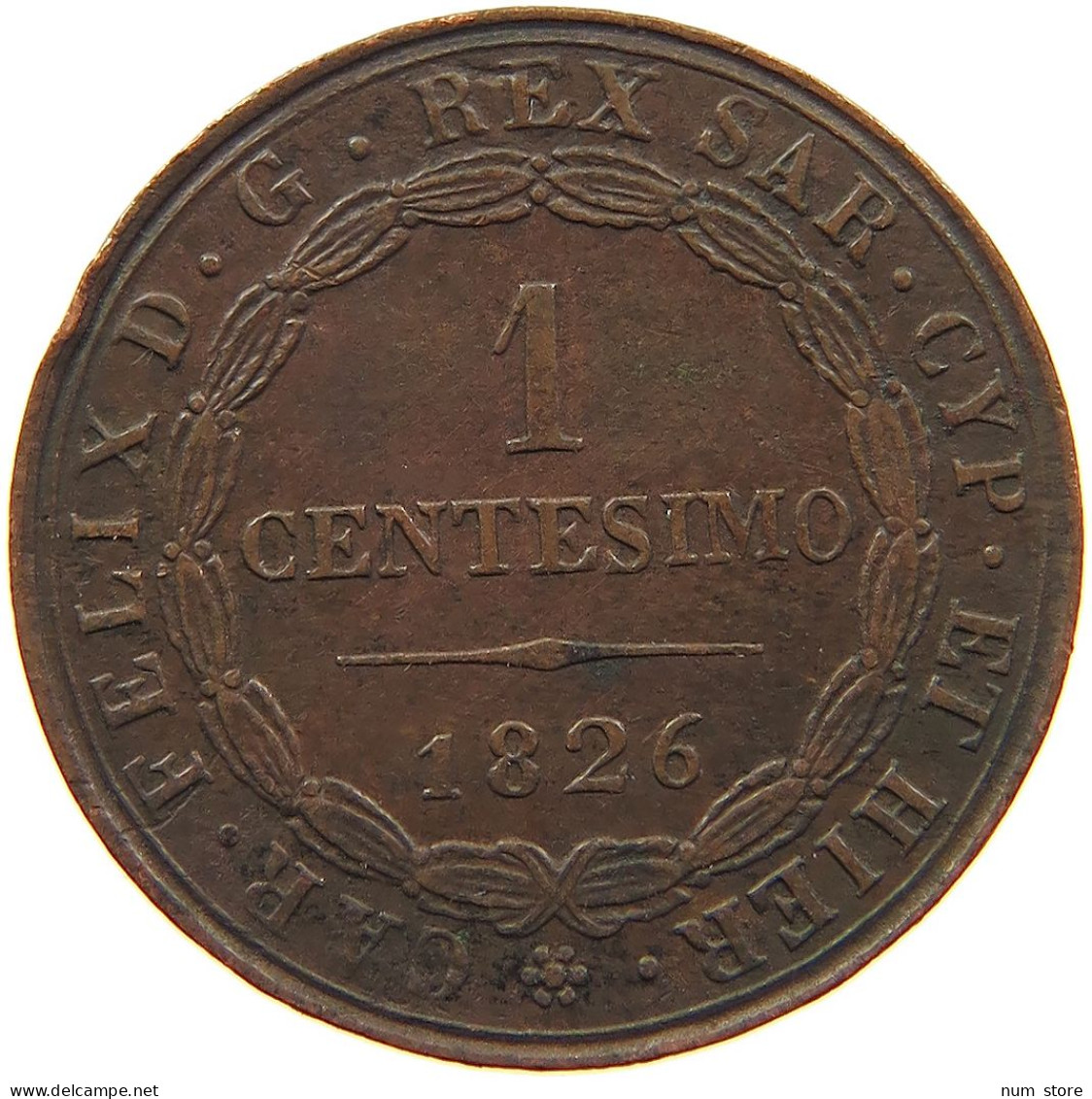 ITALY STATES 1 CENTESIMO 1826 TORINO P SARDINIA #s083 0609 - Piamonte-Sardaigne-Savoie Italiana