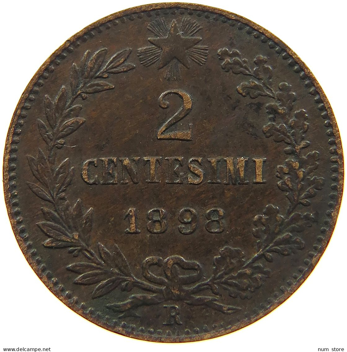 ITALY 2 CENTESIMI 1898 R #s081 0619 - 1878-1900 : Umberto I