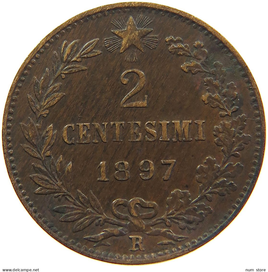 ITALY 2 CENTESIMI 1897 R #s081 0617 - 1878-1900 : Umberto I