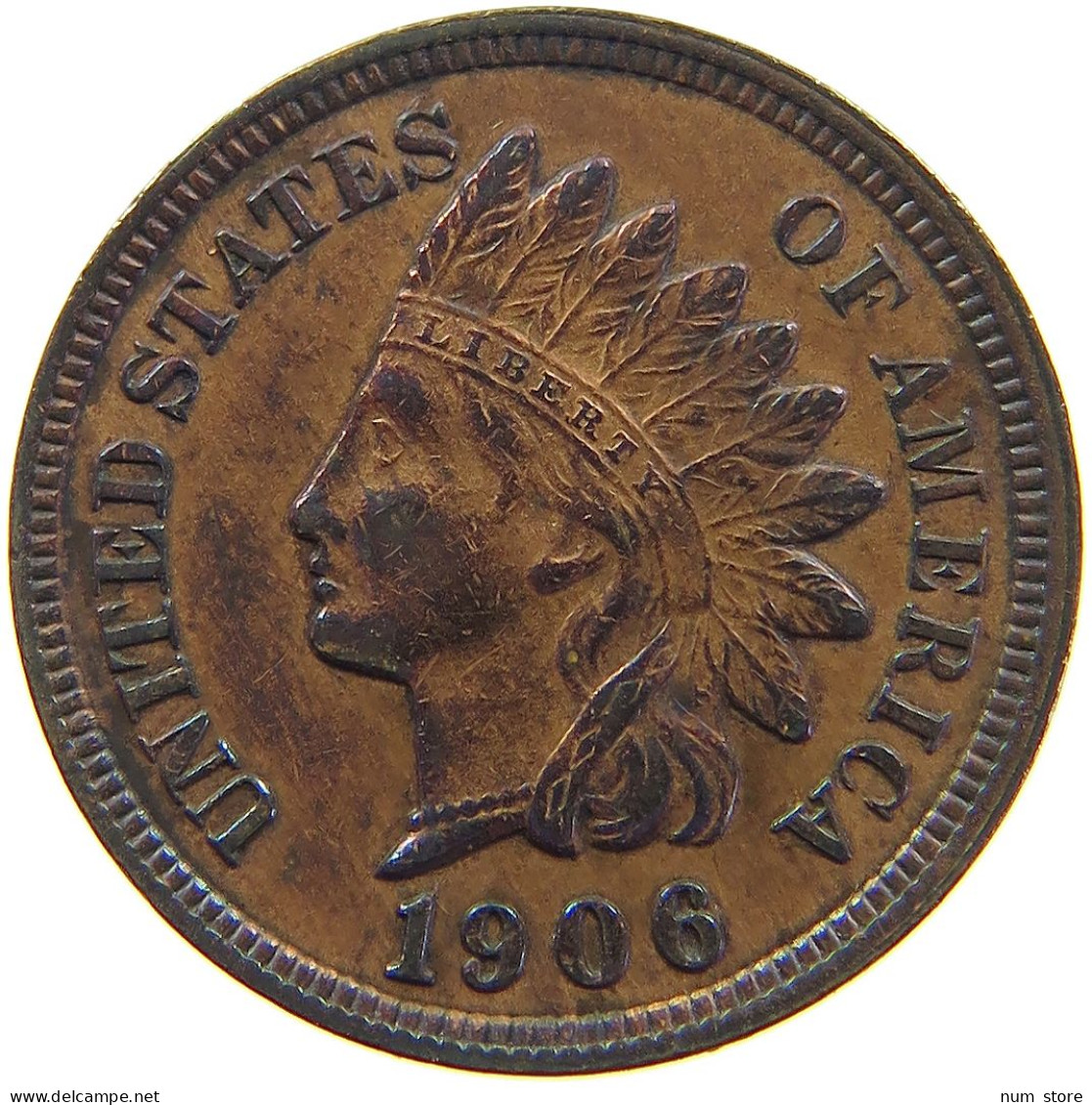 UNITED STATES OF AMERICA CENT 1906 INDIAN HEAD #s083 0013 - 1859-1909: Indian Head