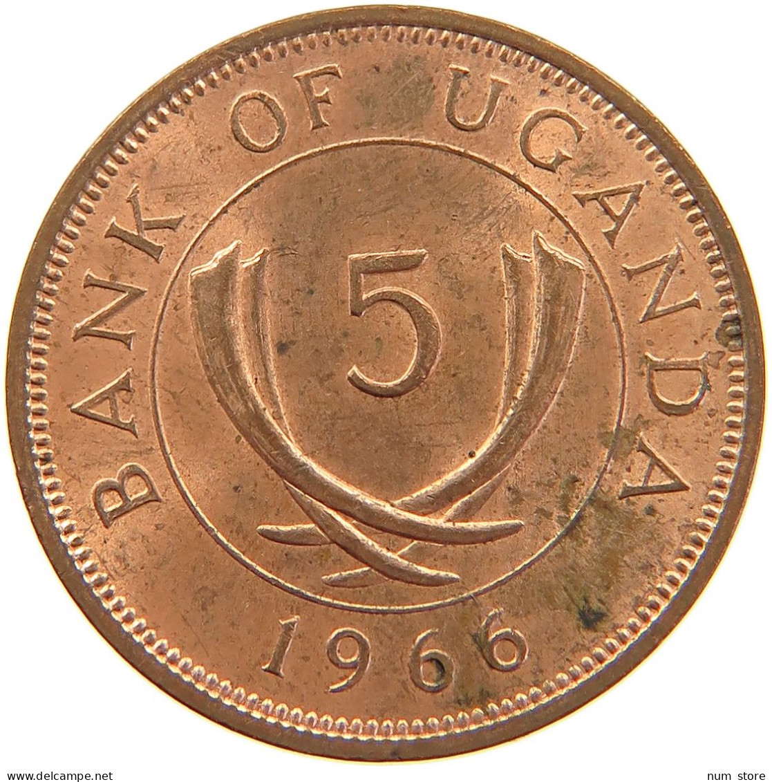 UGANDA 5 CENTS 1966 TOP #s083 0361 - Uganda