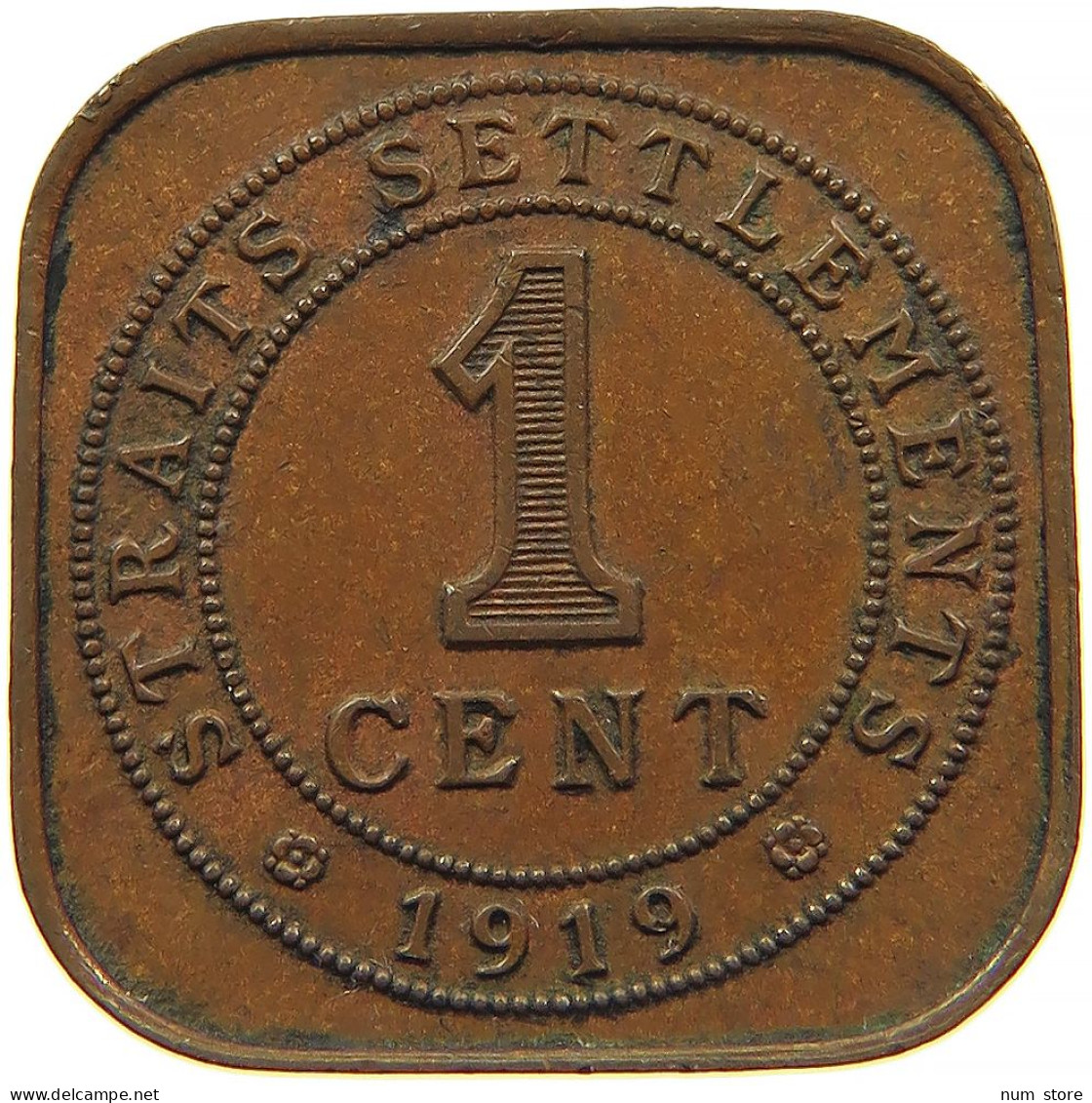 STRAITS SETTLEMENTS 1 CENT 1919 #s084 0387 - Colonias