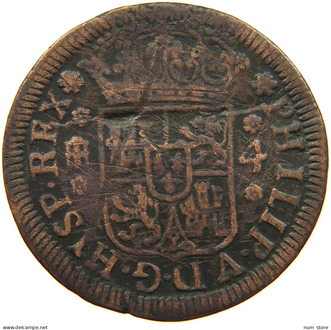 SPAIN 4 MARAVEDIS 1742 #s085 0341 - First Minting