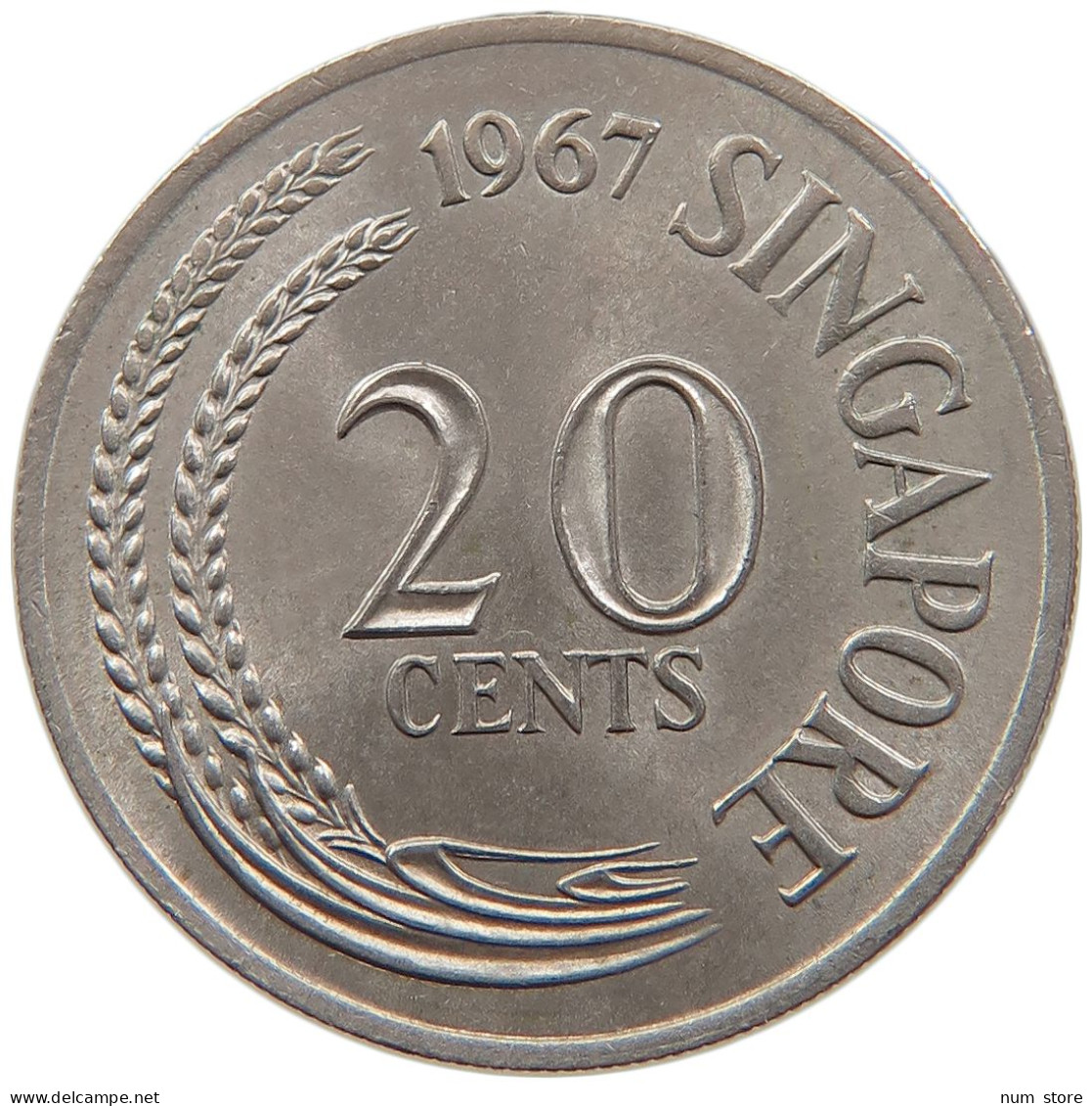 SINGAPORE 20 CENTS 1967 #s087 0709 - Singapore