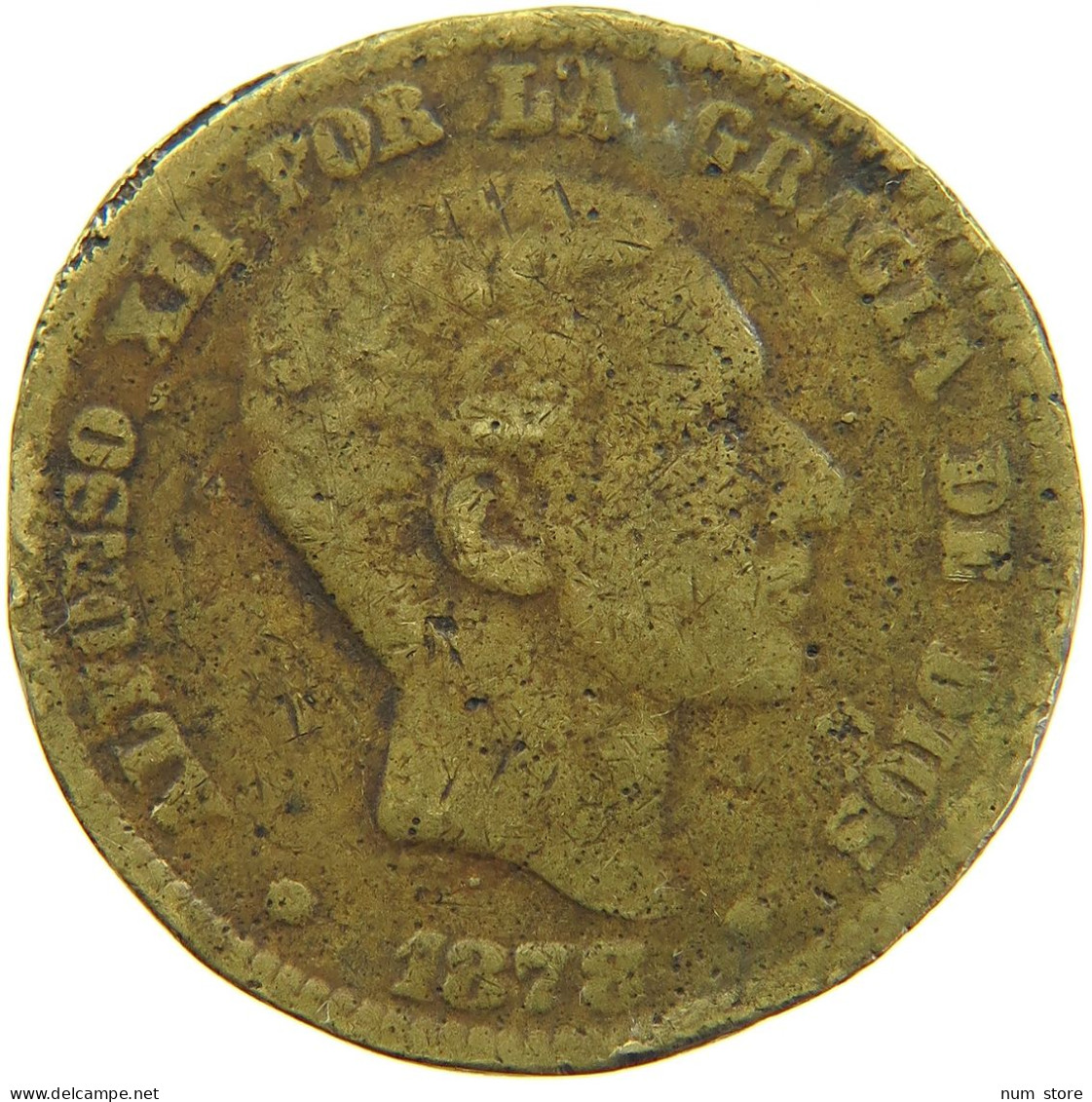 SPAIN 10 CENTIMOS 1878 PERIOD RESTRIKE #s085 0107 - First Minting