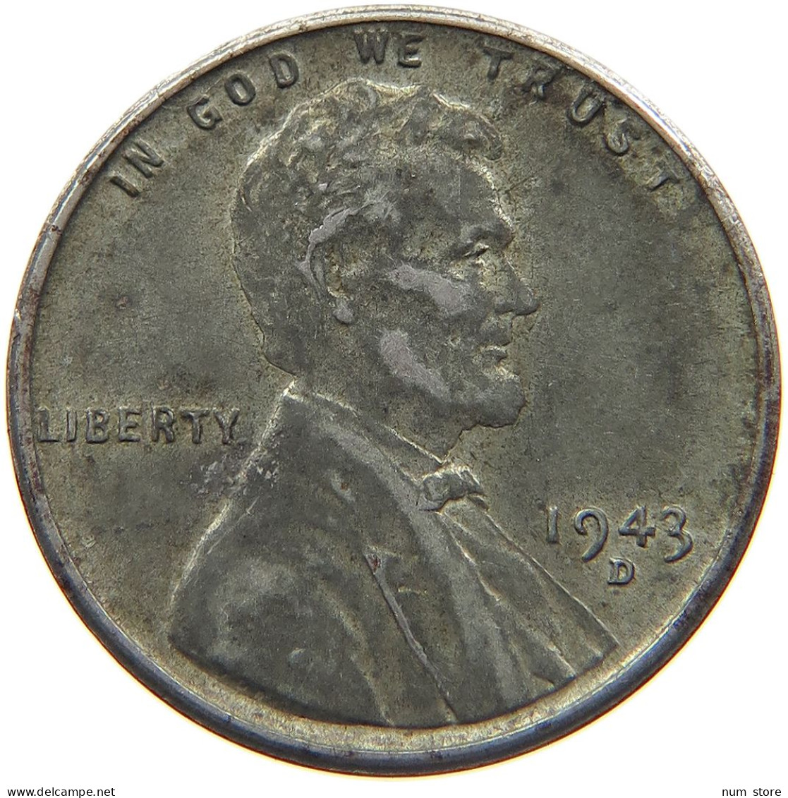 UNITED STATES OF AMERICA CENT 1943 D #s088 0229 - 1909-1958: Lincoln, Wheat Ears Reverse