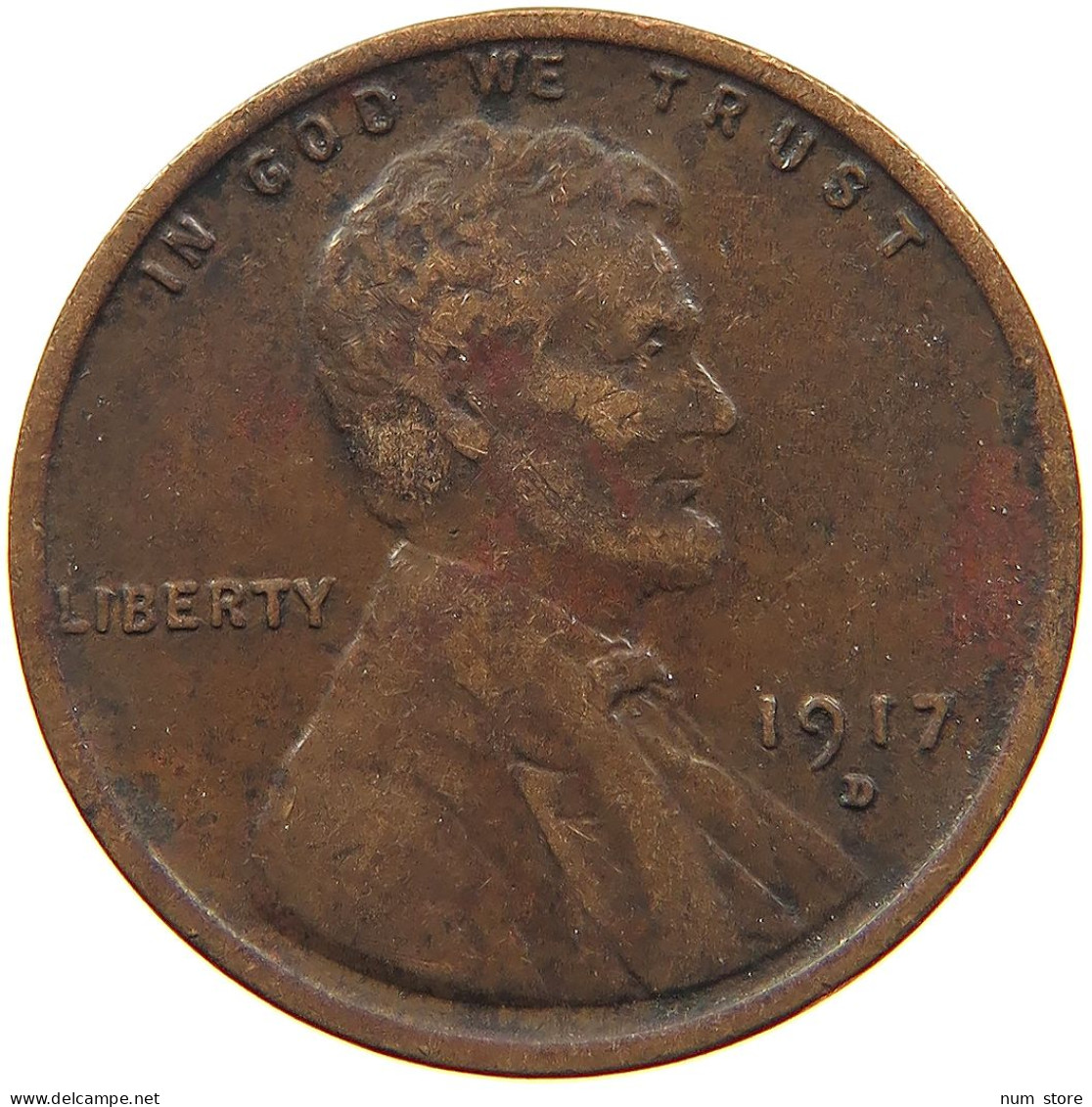 UNITED STATES OF AMERICA CENT 1917 D LINCOLN #s081 0043 - 1909-1958: Lincoln, Wheat Ears Reverse