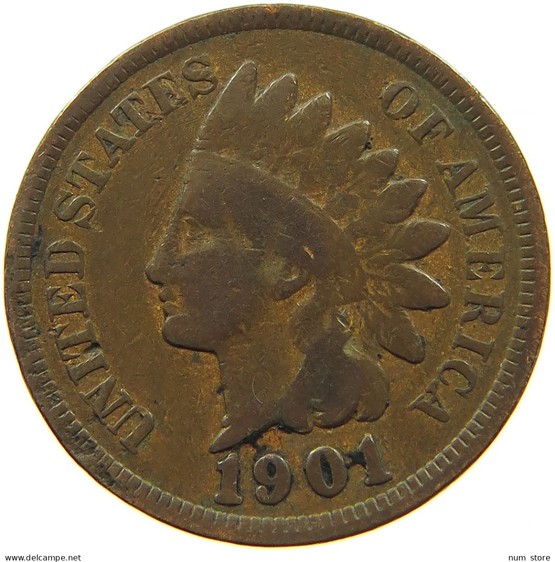 UNITED STATES OF AMERICA CENT 1901 INDIAN #s083 0581 - 1859-1909: Indian Head