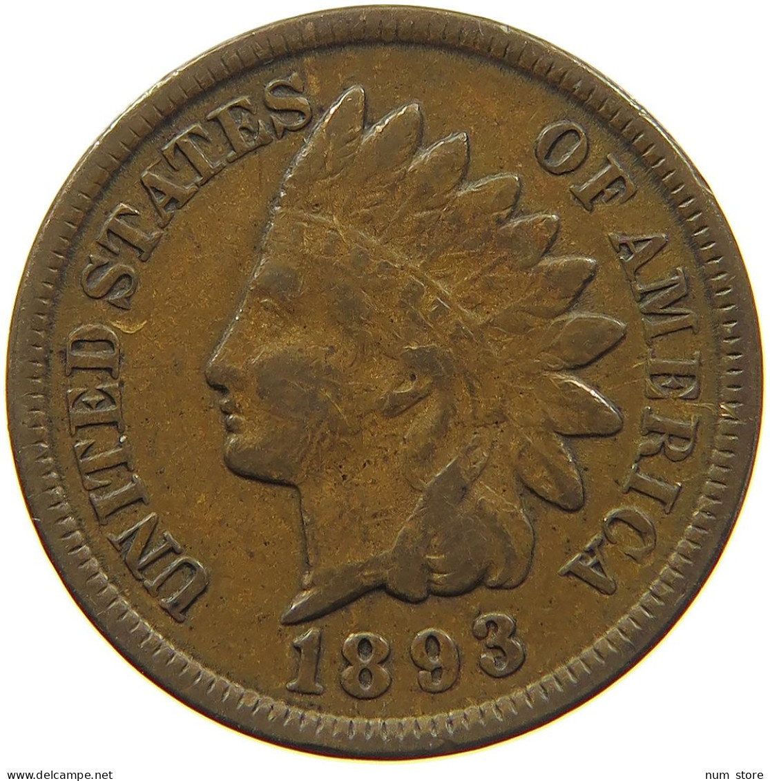 UNITED STATES OF AMERICA CENT 1893 INDIAN HEAD #s084 0527 - 1859-1909: Indian Head