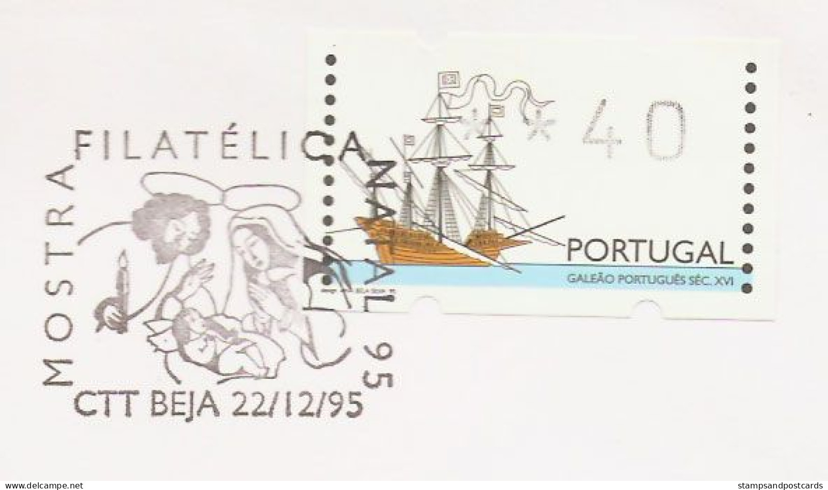 Portugal Cachet Commemoratif 1995 Expo Philatelique Noel Beja ATM Event Postmark Philatelic Expo Christmas 1995 - Sellados Mecánicos ( Publicitario)