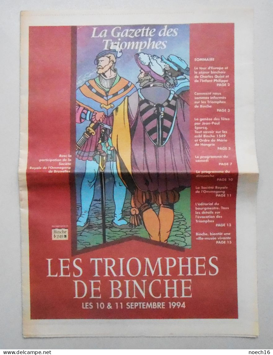 Journal, Les Triomphes De Binche. 1994, N° Spécial De La Nouvelle Gazette - 1950 - Nu