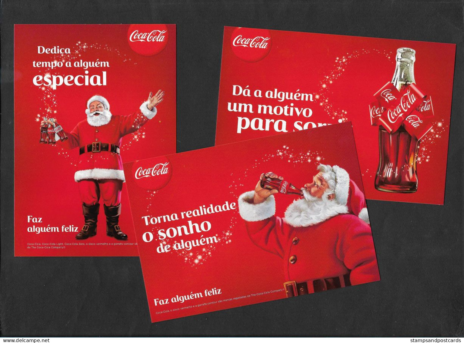 Portugal Timbre Personnalisé Coca Cola 2014 + 3 Cartes Postales Personalized Stamp Coke Christmas + 3 Postcards - Autres & Non Classés