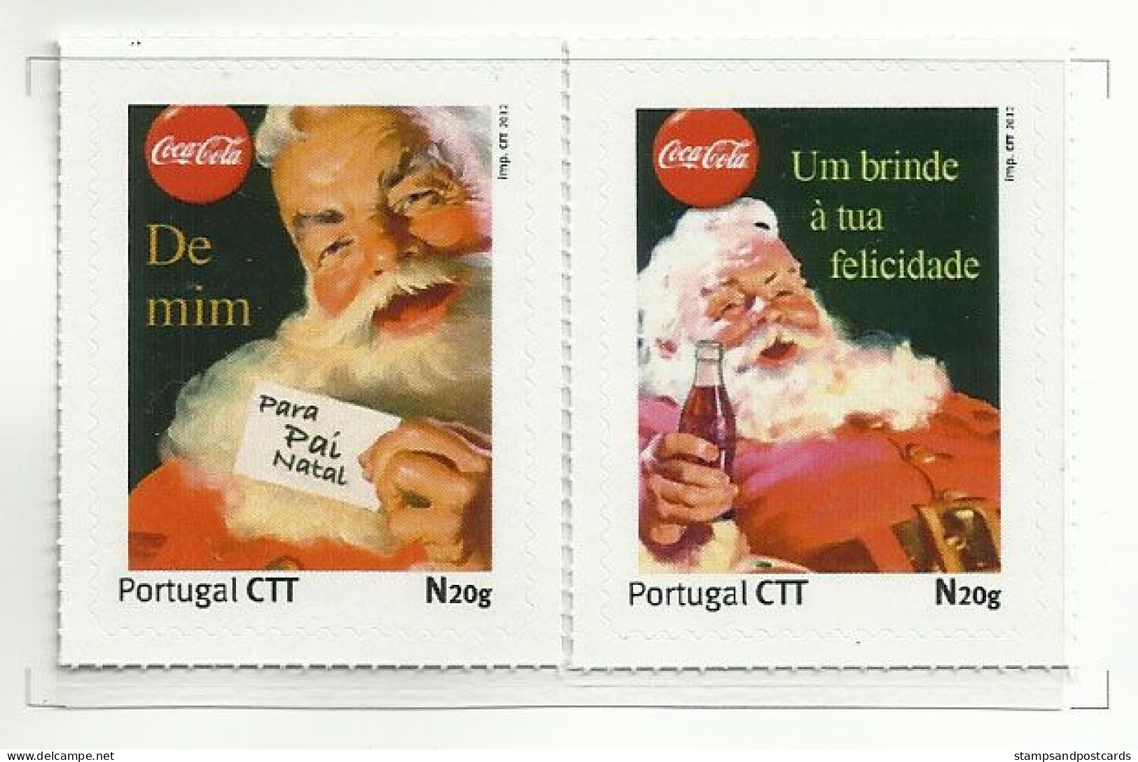 Portugal Carnet 2 Timbres Personnalisés Pére Noël Coca Cola 2012 Personalized Stamps Father Christmas Coke - Autres & Non Classés