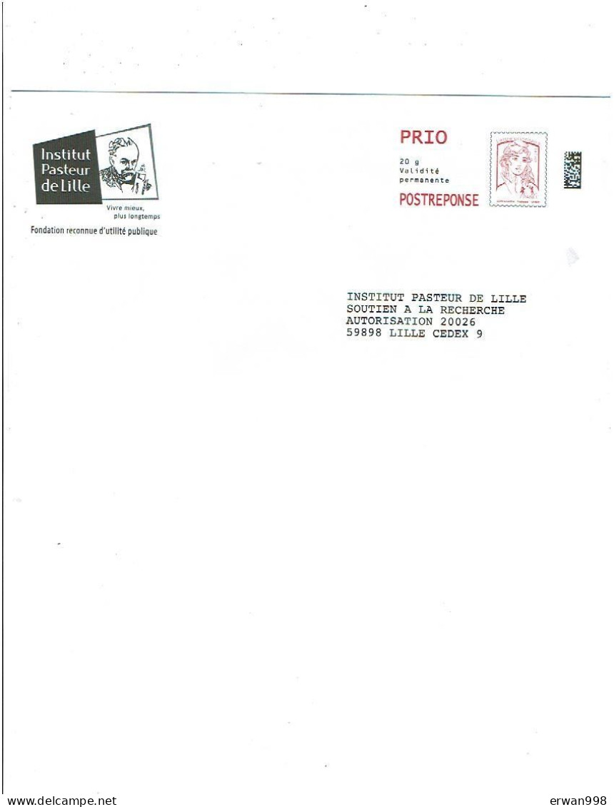 59 LILLE Postréponse - CIAPPA-KAVENA - Institut Pasteur 182039           (1322) - PAP : Antwoord /Ciappa-Kavena