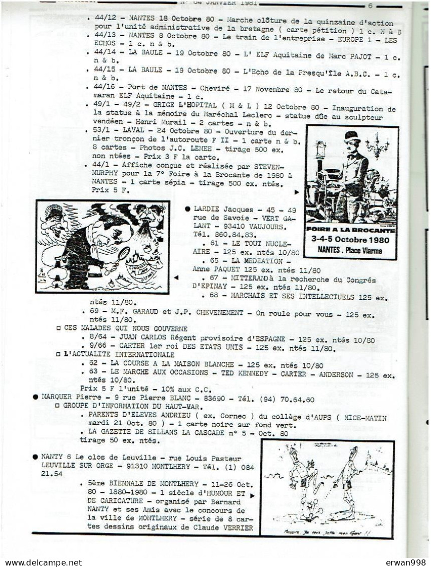 CARTORAMA Magazine De Cartophilie Moderne 11 N°  De 64 à 74 Année 1981 - 1323 - Bücher & Kataloge
