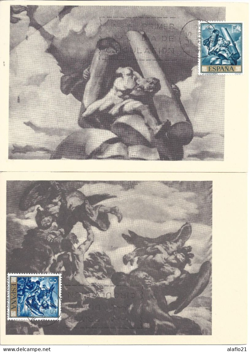 ESPAGNE - 10 CARTES MAXIMUM - Yvert N° 1312/21 - OEUVRES De JOSE MARIA SERT  JOURNEE Du TIMBRE 1966 - 5 SCANS - Cartes Maximum