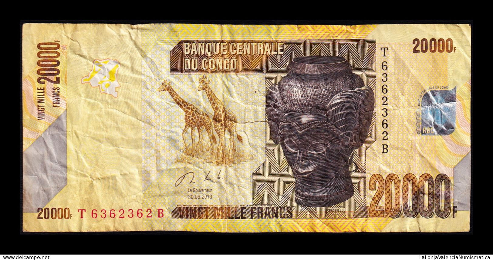 Congo Democratic Republic 20000 Francs 2013 Pick 104b Bc F - République Démocratique Du Congo & Zaïre