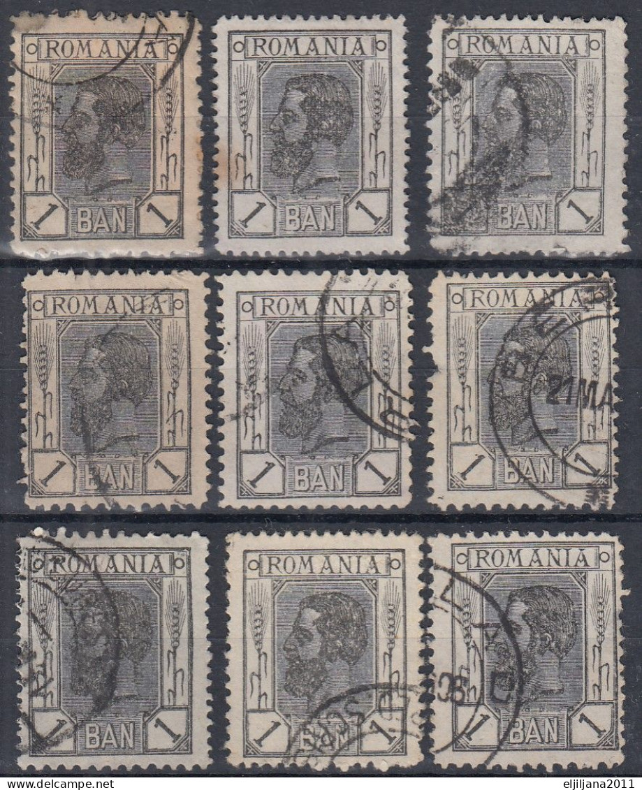 ⁕ Romania 1903 Rumänien ⁕ Prince Karl I / King Carol I. 1 Ban Mi.129 ⁕ 9v Used / Shades - Oblitérés