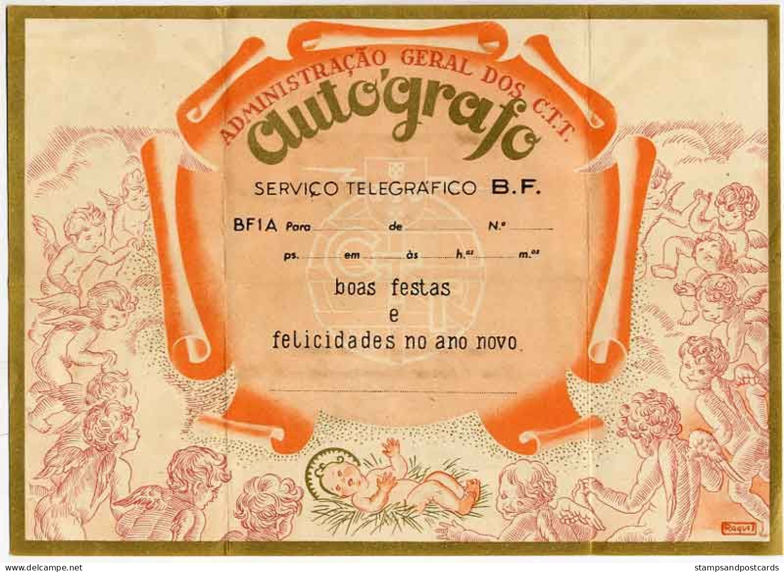 Portugal Entier Télégramme Nöel Nativité Anges Telegram Christmas Natitivy Angels - Briefe U. Dokumente