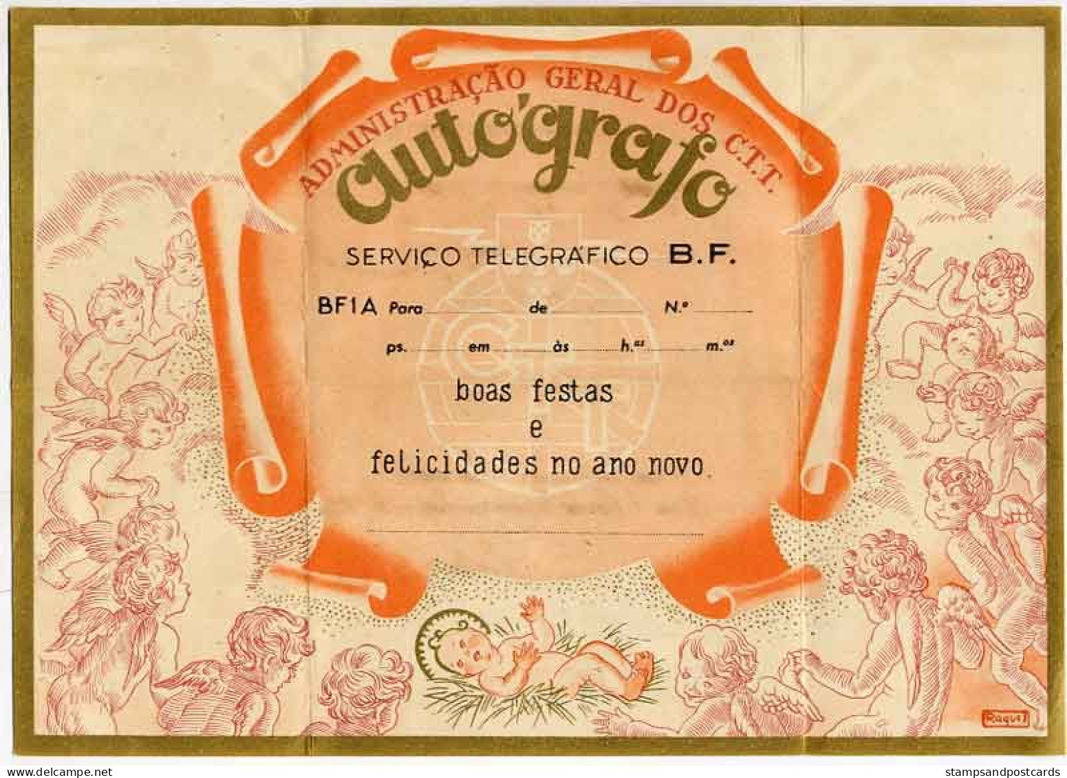 Portugal Entier Télégramme Nöel Nativité Anges Telegram Christmas Natitivy Angels - Covers & Documents