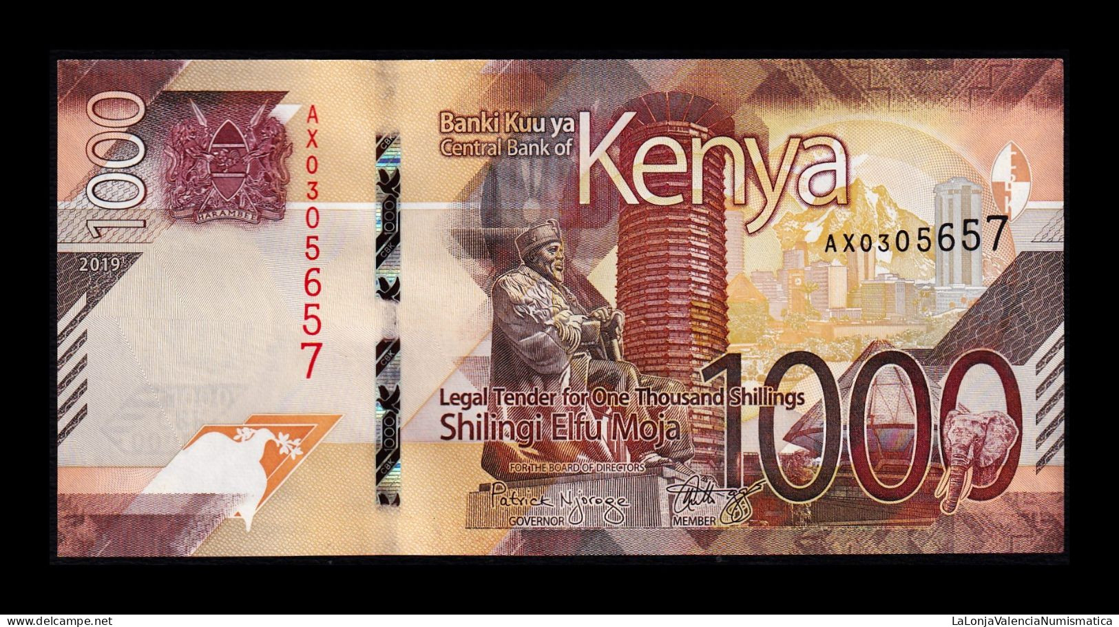 Kenia Kenya 1000 Shillings 2019 Pick 56 Sc- AUnc - Kenya