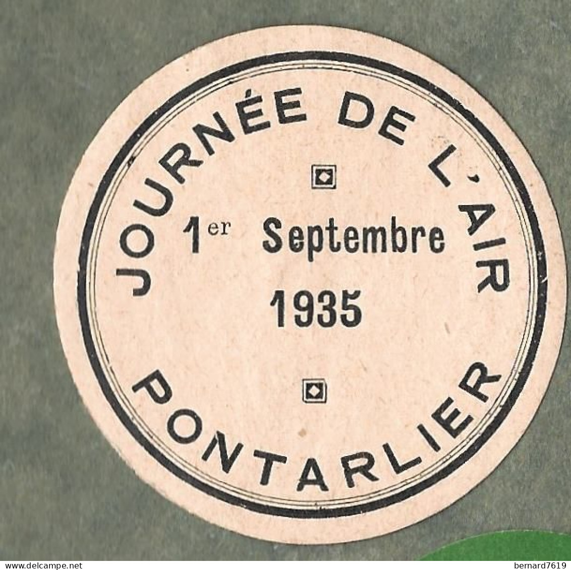 Cachet De Fermeture - France -  Pontarlier  - Journee  De L'air  1 Er Septembre 1935 - Erinnophilie