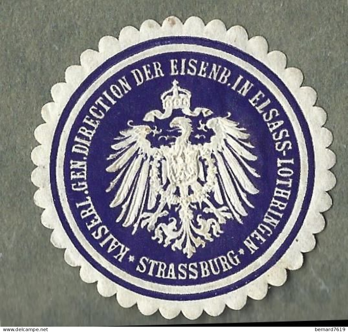 Cachet De Fermeture -    Allemagne  Strassburg - Strasbourg -kaiserl  Gen  Direction Der Eisenb In Elsass Lothringenl - Erinnophilie