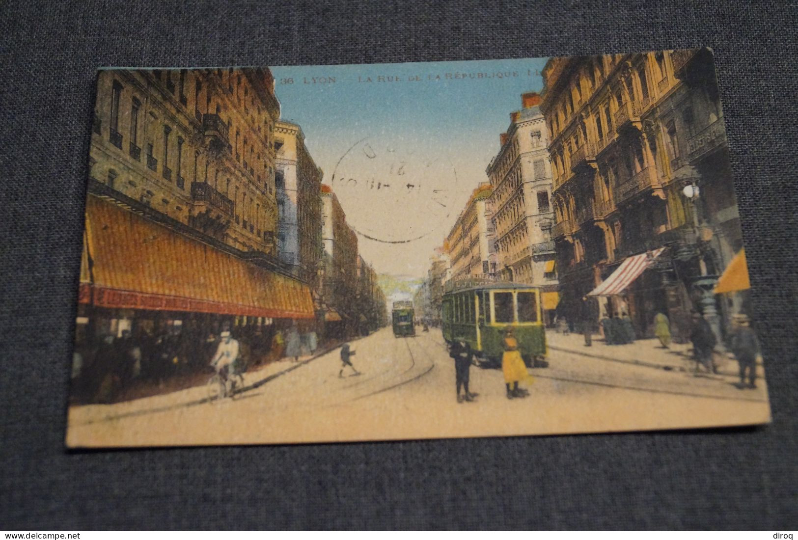 Lyon,RARE,carte Colorisée,Tram,1921,rue De La République, Très Belle Ancienne Photo Carte Postale - Andere & Zonder Classificatie