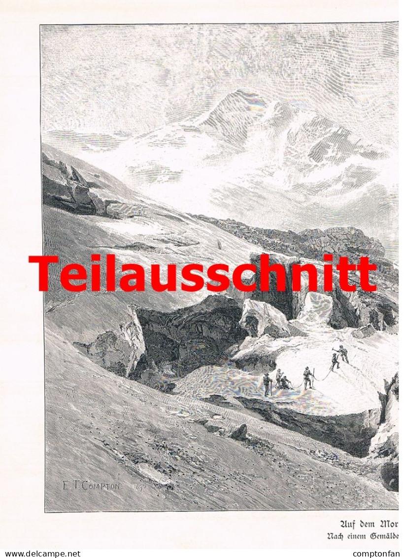 D101 008 Compton Bergsteiger Morteratschgletscher 40x27 Cm Druck 1891 !! - Other & Unclassified