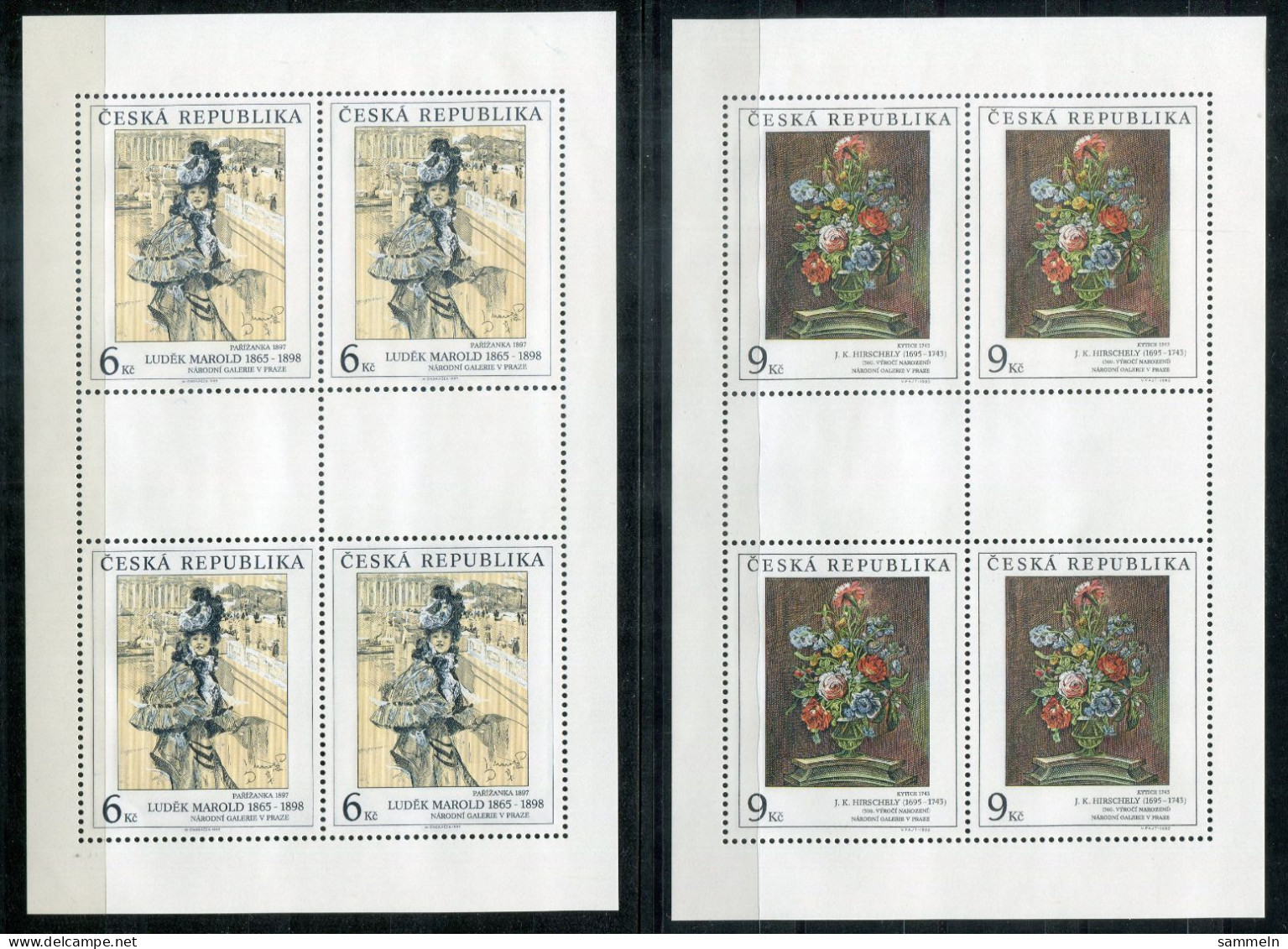 TSCHECHISCHE REPUBLIK 96-98 KB (3) Mnh - Gemälde, Paintings, Peintures - CZECH REPUBLIC / RÉPUBLIQUE TCHÈQUE - Blocs-feuillets