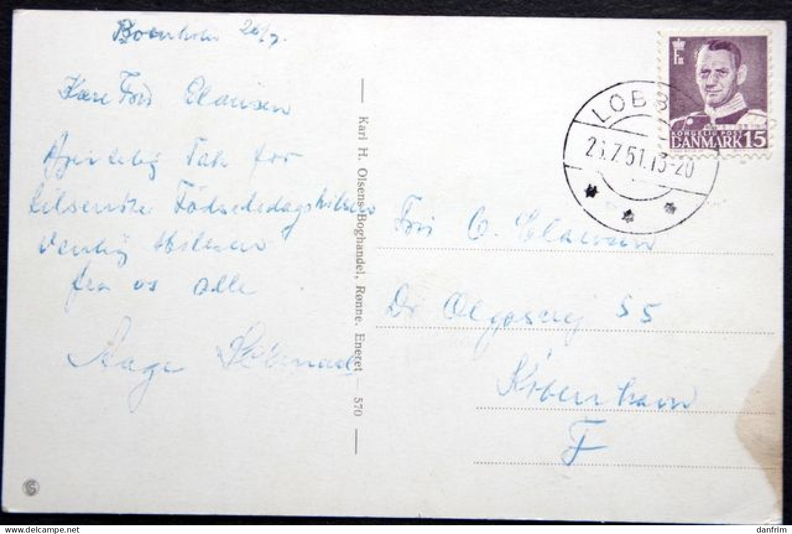 Denmark 1951 Bornholm,Rønne Strand 28-7-1951 LOBBÆK ( Lot 4678 ) - Storia Postale