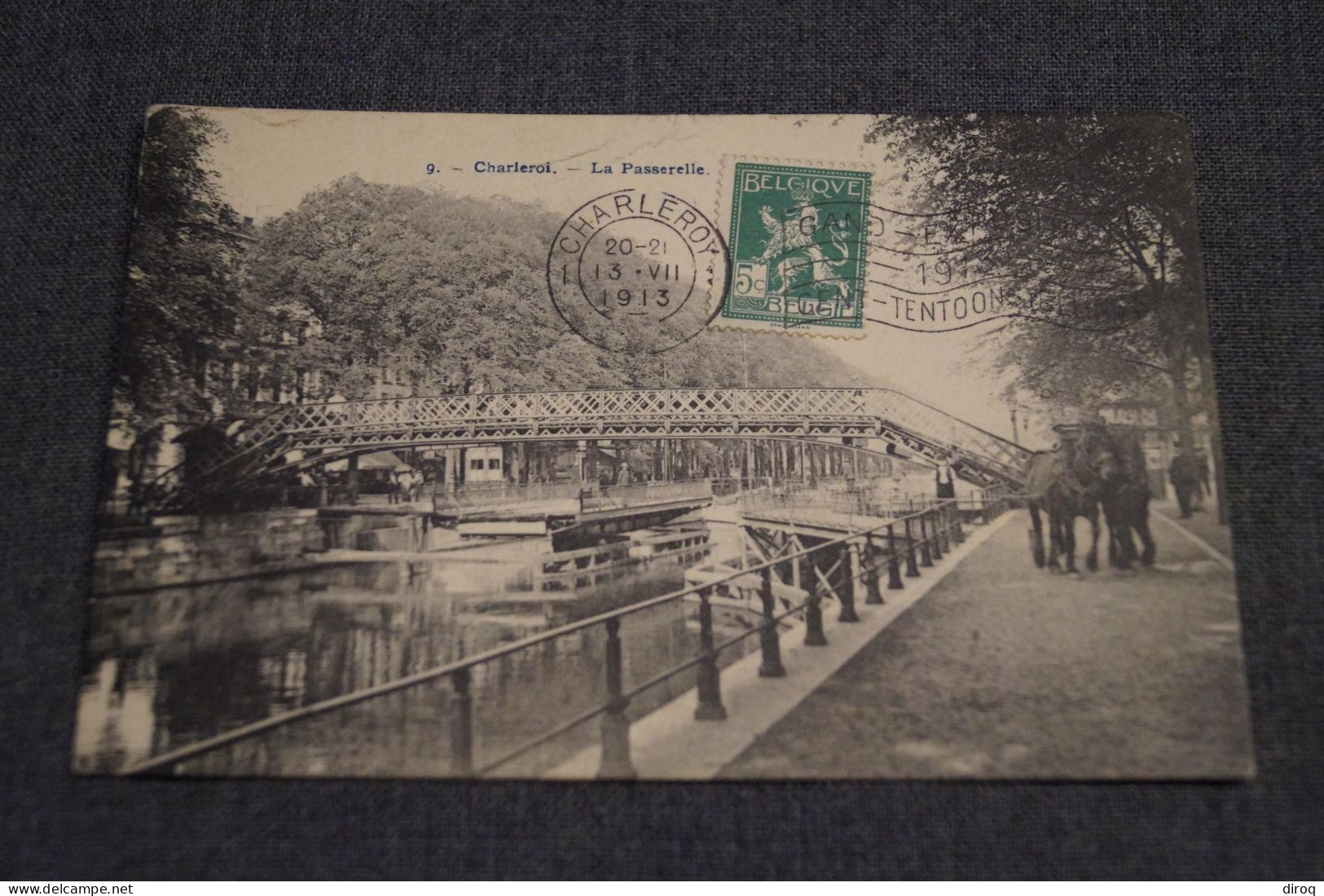 Charleroi,la Passerelle,1913,très Belle Ancienne Photo Carte Postale - Charleroi