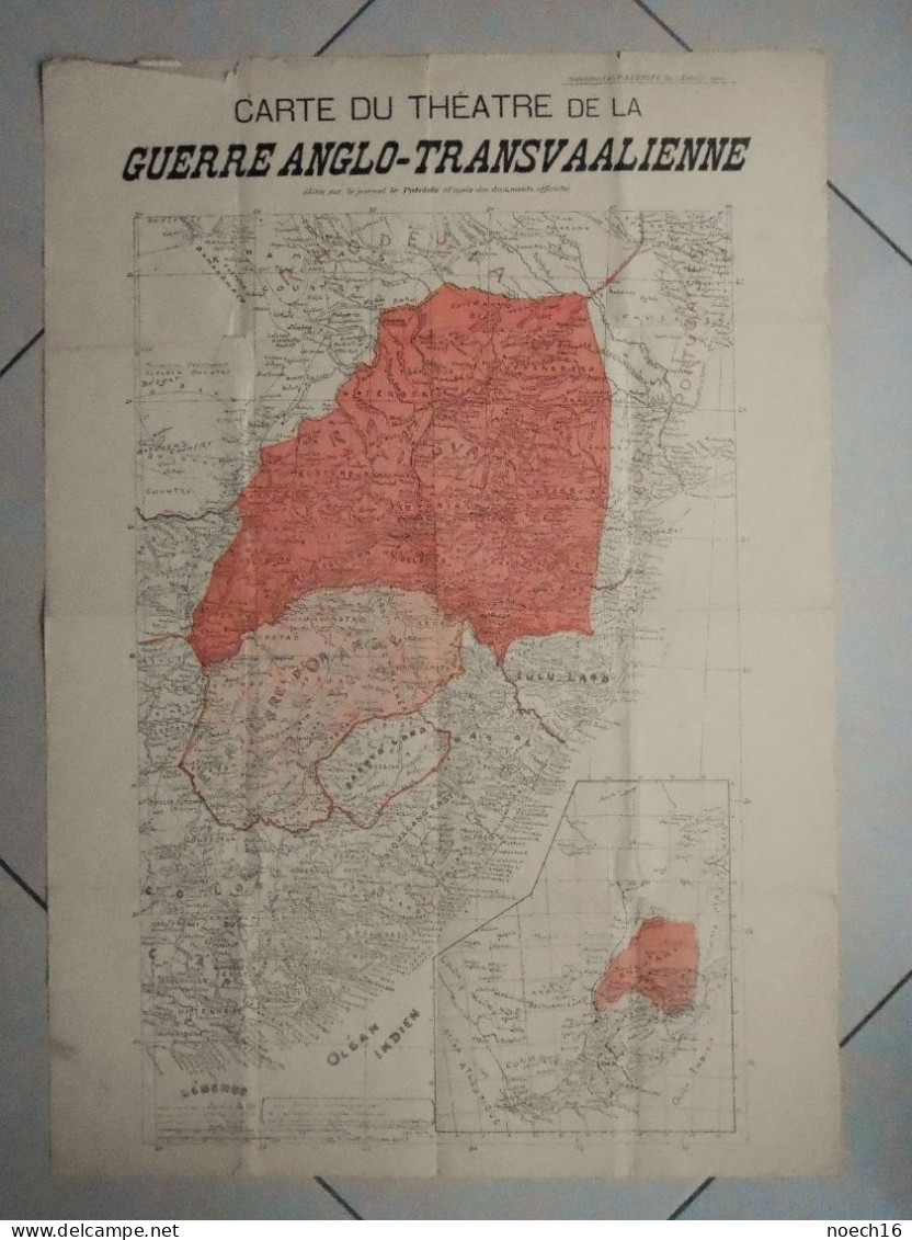 Carte Du Théâtre De La Guerre Anglo-Transvaalienne. 5 Janvier 1900, Supplément Du Patriote - Historical Documents
