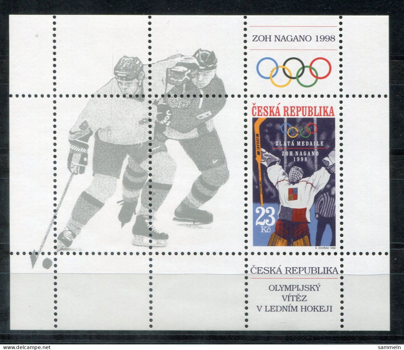 TSCHECHISCHE REPUBLIK Block 8, Bl.8 Mnh - Olympische Spiele Nagano, Eishockey - CZECH REPUBLIC / RÉPUBLIQUE TCHÈQUE - Hojas Bloque