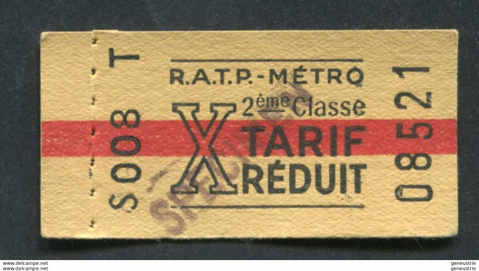 Neuf ! Ticket De Métro Tarif Réduit 2ème Cl (issu De Carnet) "SPECIMEN" Période 1960/1966 - Métropolitain Paris RATP - Europe